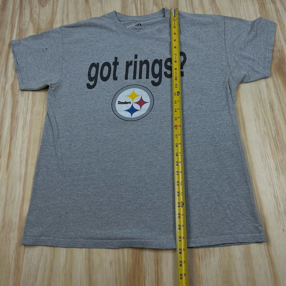 Pittsburgh Steelers "Got Rings? We Do" NFL Football T-Shirt Gray Men Size L Y2K - Picture 7 of 9